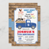 Blue Truck Birthday Einladung. Farm-Einladung Einladung (Vorne/Hinten)