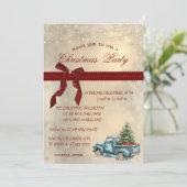 Blue Truck Bow, Corporate Christmas Party Einladung (Stehend Vorderseite)