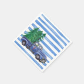 Blue Truck Christmas Napkins Custom Serviette (Ecke)