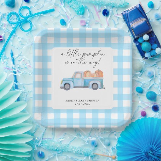 Blue Truck ein kleines Pumpkin Fall Baby Dusche Pappteller (Party)