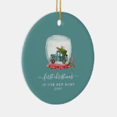 Blue Truck | Erste Weihnachten Neue Zuhause Kerami Keramik Ornament (Rechts)