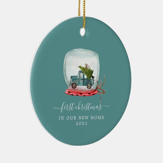 Blue Truck | Erste Weihnachten Neue Zuhause Kerami Keramik Ornament (Rechts)