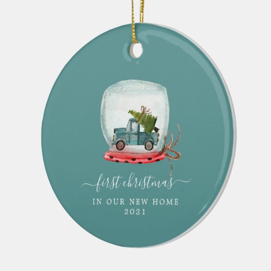 Blue Truck | Erste Weihnachten Neue Zuhause Kerami Keramik Ornament (Links)