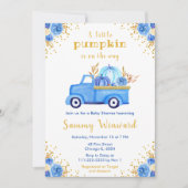 Blue Truck Fall Pumpkin Baby Dusche Einladung (Vorderseite)