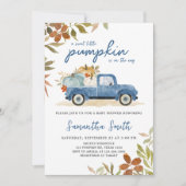 Blue Truck Fall Pumpkin Baby Dusche Einladung (Vorderseite)