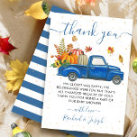 Blue Truck Herbst Pumpkin Fall Baby Dusche Dankeskarte<br><div class="desc">Blue Truck Autumn Pumpkin Fall Baby Showdusche Danke Karte</div>