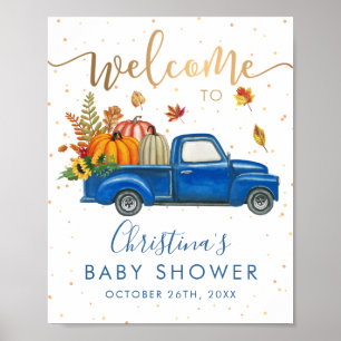 Blue Truck Herbst Pumpkin Fall Baby Dusche Willkom Poster