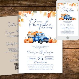 Blue Truck & Little Pumpkin on The Way QR Code Einladung