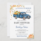 Blue Truck Pumpkin Baby Dusche Einladung (Vorderseite)