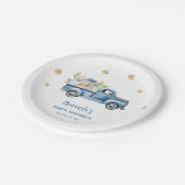 Blue Truck Pumpkin Baby Dusche Pappteller (Schrägansicht)