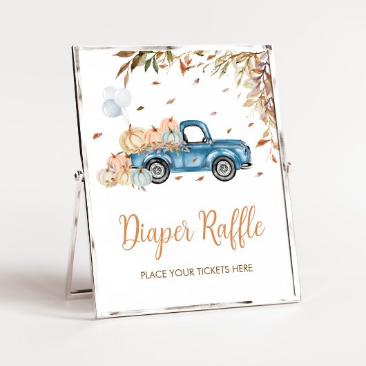 Blue Truck Pumpkin Diaper Raffle Baby Dusche Poster