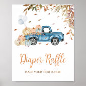 Blue Truck Pumpkin Diaper Raffle Baby Dusche Poster (Vorne)