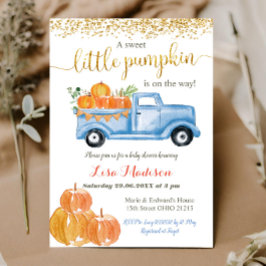 Blue Truck Pumpkin ist auf dem Weg Babydusche Einladung