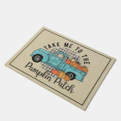 Blue Truck Pumpkin Patch Buffalo Karierter Fall Fußmatte (Schrägansicht)