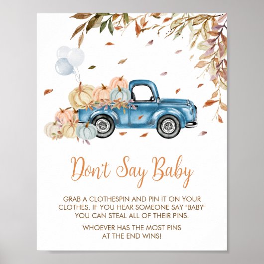 Blue Truck Pumpkin Sage Baby Shower nicht Poster (Vorne)