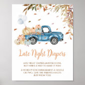 Blue Truck Pumpkin Spate Night Diapers Baby Dusche Poster (Vorne)
