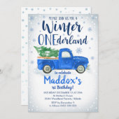 Blue Truck Winter ONEderland Einladung Junge 1. (Vorne/Hinten)