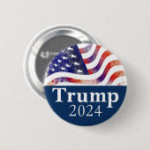 Blue Trump 2024 verblasste amerikanische Flag-Kamp Button (Vorne & Hinten)