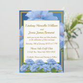 Blue Trumpet Blume Garden Wedding Einladung (Stehend Vorderseite)