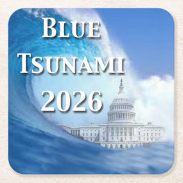 Blue Tsunami Election 2026 Rechteckiger Pappuntersetzer