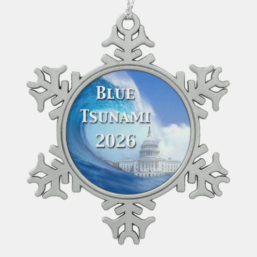 Blue Tsunami Election 2026 Schneeflocken Zinn-Ornament (Vorderseite)