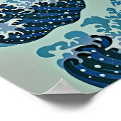Blue Tsunami Wave Japanische Kunst Zeichne Poster (Ecke)