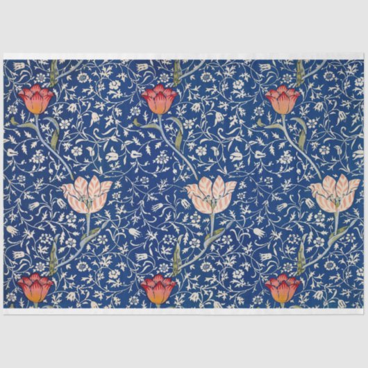 Blue Tulip Art Pattern Design von William Morris Seidenpapier (Vorderseite)