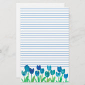 Blue Tulip Garden Blume Briefpapier (Vorne/Hinten)