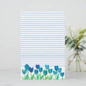 Blue Tulip Garden Blume Briefpapier (Stehend Vorderseite)