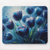 Blue Tulips Impressionismus Stil Ölgemälde Mousepad (Vorne)