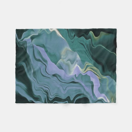 Blue Turbulence Acrylic Pour Abstrakt Art Fleecedecke (Vorderseite (Horizontal))