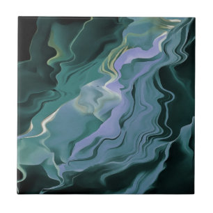 Blue Turbulence Acrylic Pour Abstrakt Art Fliese