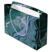 Blue Turbulence Acrylic Pour Abstrakt Art Große Geschenktüte (Rückseite Schrägansicht)