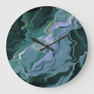 Blue Turbulence Acrylic Pour Abstrakt Art Große Wanduhr