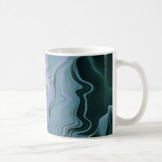 Blue Turbulence Acrylic Pour Abstrakt Art Kaffeetasse (Rechts)