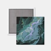 Blue Turbulence Acrylic Pour Abstrakt Art Magnet (Vorderseite/Rückseite)