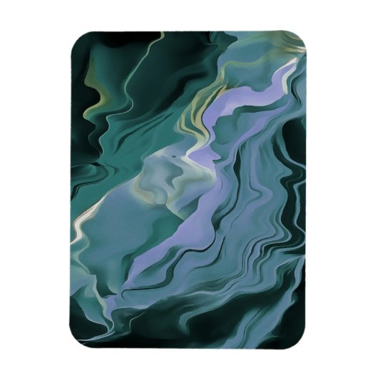 Blue Turbulence Acrylic Pour Abstrakt Art Magnet (Vertikal)