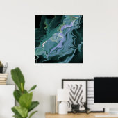 Blue Turbulence Acrylic Pour Abstrakt Art Poster (Heimbüro)