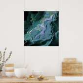 Blue Turbulence Acrylic Pour Abstrakt Art Poster (Küche)