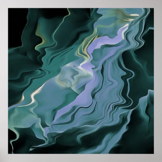 Blue Turbulence Acrylic Pour Abstrakt Art Poster (Vorne)