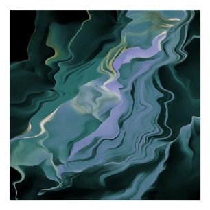 Blue Turbulence Acrylic Pour Abstrakt Art Poster