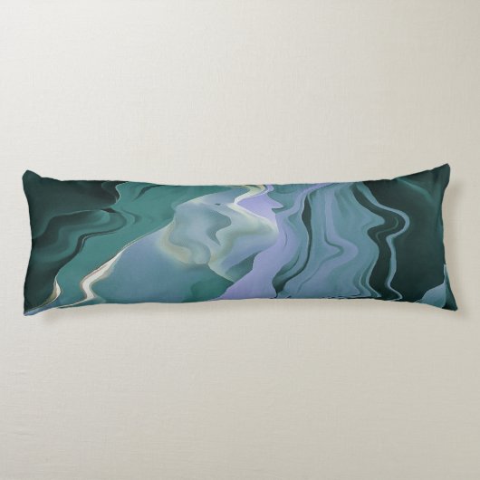 Blue Turbulence Acrylic Pour Abstrakt Art Seitenschläferkissen (Rückseite)