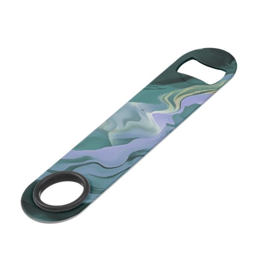 Blue Turbulence Acrylic Pour Abstrakt Art Speed Flaschenöffner (Vorderseite Schrägansicht)