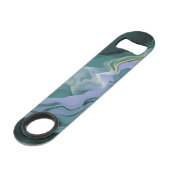 Blue Turbulence Acrylic Pour Abstrakt Art Speed Flaschenöffner (Rückseite Schrägansicht)