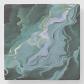 Blue Turbulence Acrylic Pour Abstrakt Art Steinuntersetzer (Vorderseite)