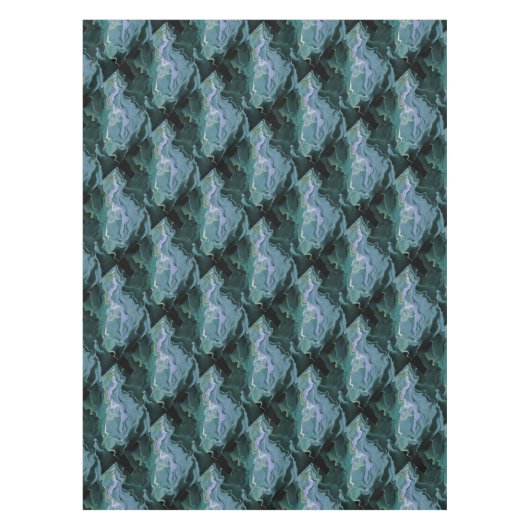 Blue Turbulence Acrylic Pour Abstrakt Art Tischdecke (Vorderseite)