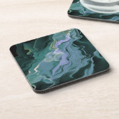 Blue Turbulence Acrylic Pour Abstrakt Art Untersetzer (Linke Seite)