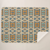 Blue Türkis Aquamarin Orange Tan Brown Tribal Art Sherpadecke (Vorderseite (Horizontal))