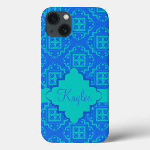 Blue Türkise Arabesque Marokkanischer Name Persönl iPhone 13 Hülle