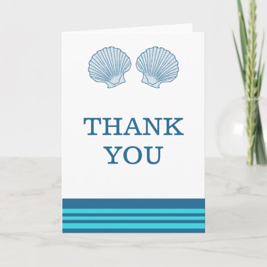 Blue Türkise Nautical Seashells Danke Karte (Vorderseite)
